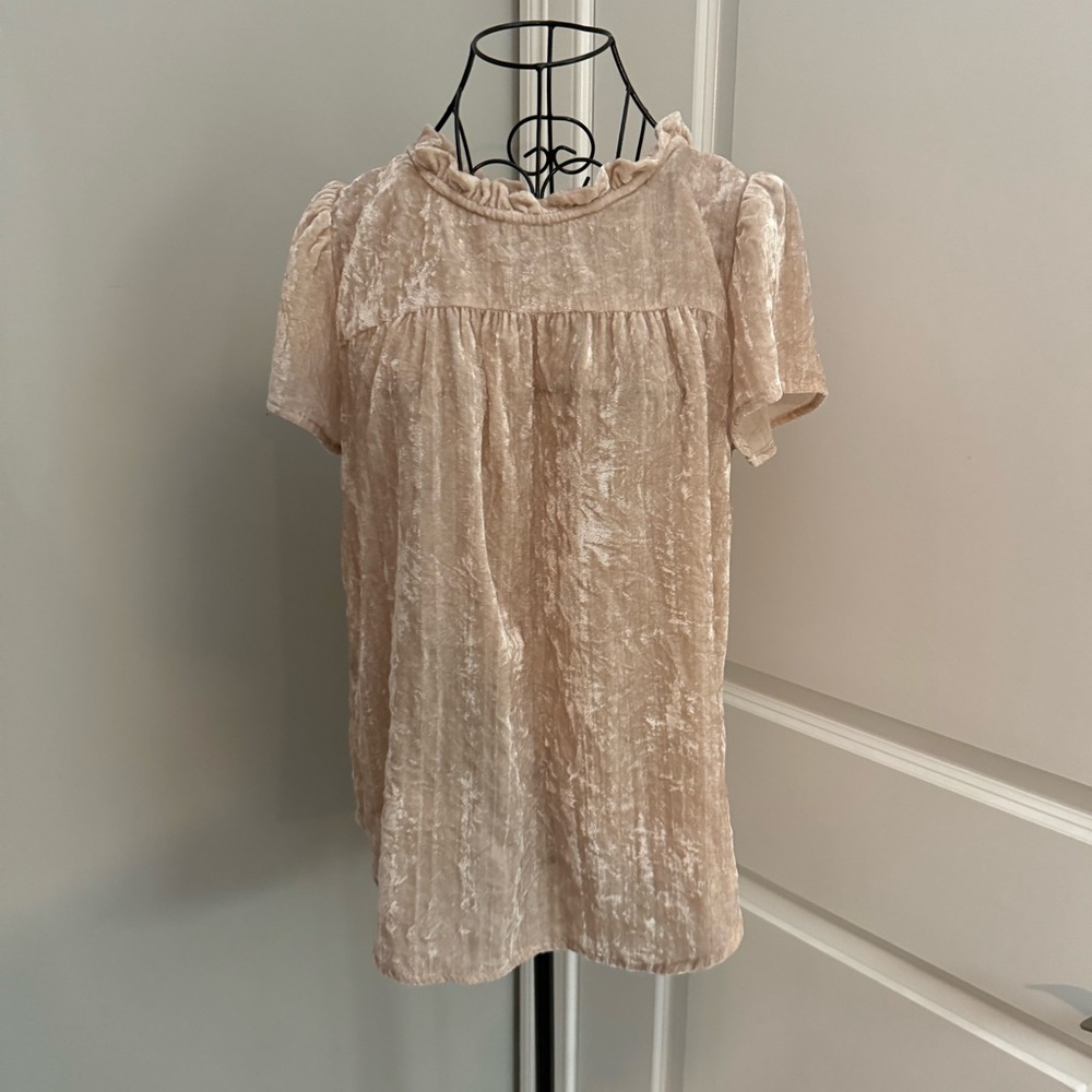 Ann Taylor Loft Faux Velvet Cream Blouse in Size Small